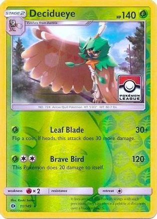Image of Decidueye 011/149  - Reverse Holofoil League & Championship Cards - Promo