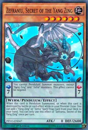 Image of Zefraniu, Secret of the Yang Zing (PEVO-EN047) - Pendulum Evolution 1st Edition