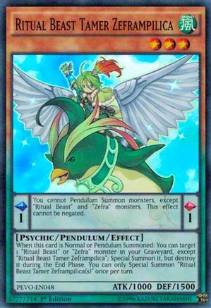 Image of Ritual Beast Tamer Zeframpilica (PEVO-EN048) - Pendulum Evolution 1st Edition