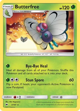 Image of Butterfree 003/147  - Reverse Holofoil SM  Burning Shadows - Rare