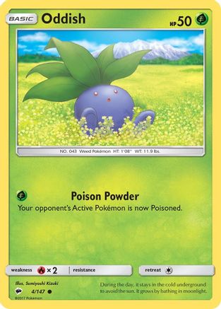 Image of Oddish 004/147  - Reverse Holofoil SM  Burning Shadows - Common