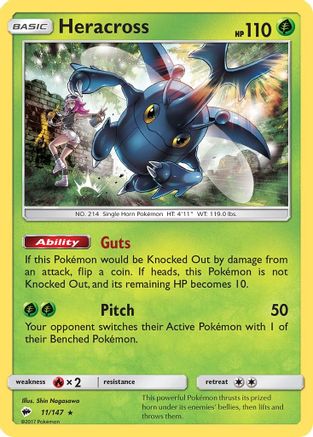 Image of Heracross 011/147  - Reverse Holofoil SM  Burning Shadows - Rare