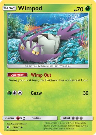 Image of Wimpod 016/147  - Reverse Holofoil SM  Burning Shadows - Common