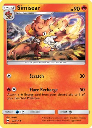 Image of Simisear 023  - Reverse Holofoil SM  Burning Shadows - Uncommon