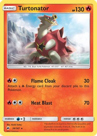 Image of Turtonator 026  - Reverse Holofoil SM  Burning Shadows - Rare