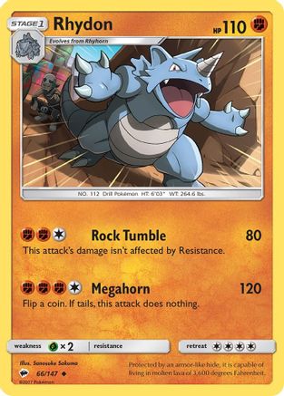 Image of Rhydon 066/147  SM  Burning Shadows - Uncommon