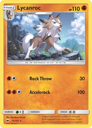 Image of Lycanroc (76) 076/147  - Reverse Holofoil SM  Burning Shadows - Rare