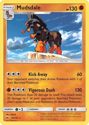 Image of Mudsdale 078/147  - Reverse Holofoil SM  Burning Shadows - Rare