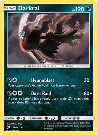 Image of Darkrai 087/147  - Reverse Holofoil SM  Burning Shadows - Holo Rare