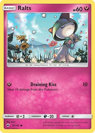 Image of Ralts 091/147  - Reverse Holofoil SM  Burning Shadows - Common
