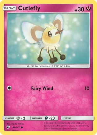 Image of Cutiefly 095/147  - Reverse Holofoil SM  Burning Shadows - Common