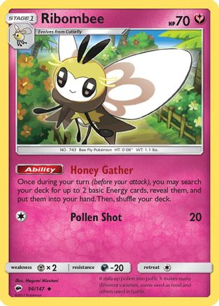 Image of Ribombee 096/147  - Reverse Holofoil SM  Burning Shadows - Uncommon