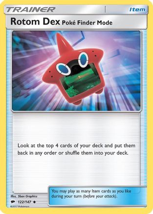 Image of Rotom Dex Poke Finder Mode 122/147  - Reverse Holofoil SM  Burning Shadows - Uncommon