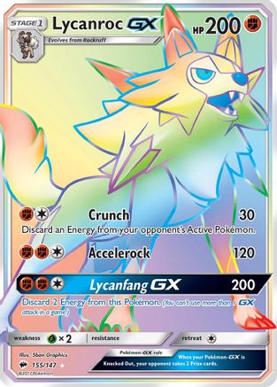 Image of Lycanroc GX (Secret) 155  - Holofoil SM  Burning Shadows - Secret Rare