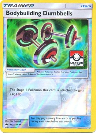 Image of Bodybuilding Dumbbells 113/147  - Reverse Holofoil League & Championship Cards - Promo