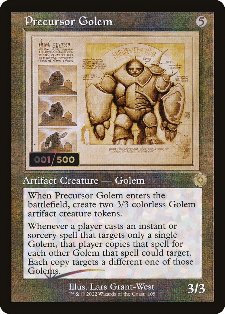 Image of Precursor Golem (Schematic) (Serial Numbered) (BRR-105) - The Brothers' War Retro Artifacts Foil