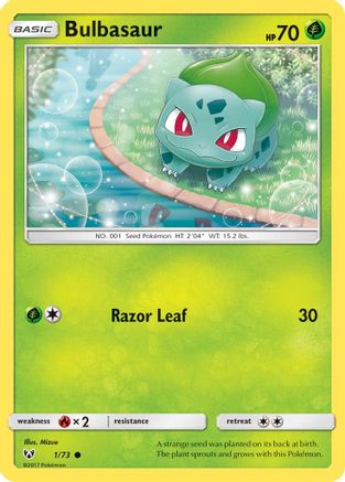 Image of Bulbasaur 001/73  - Reverse Holofoil Shining Legends - Common