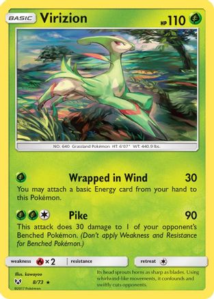 Image of Virizion 008/73  - Holofoil Shining Legends - Holo Rare