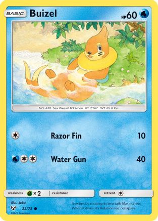 Image of Buizel 022/73  - Reverse Holofoil Shining Legends - Common