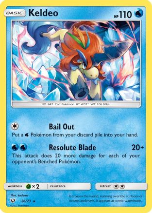 Image of Keldeo 026/73  - Reverse Holofoil Shining Legends - Holo Rare