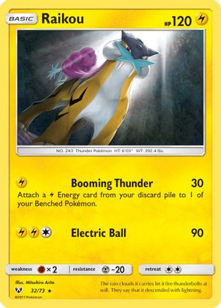 Image of Raikou 032/73  - Reverse Holofoil Shining Legends - Holo Rare