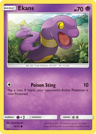 Image of Ekans 036/73  - Reverse Holofoil Shining Legends - Common