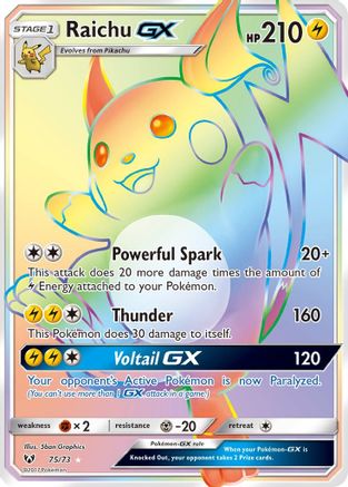 Image of Raichu GX (Secret) 075/73  - Holofoil Shining Legends - Secret Rare