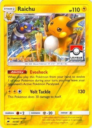 Image of Raichu 041/147  - Reverse Holofoil League & Championship Cards - Promo