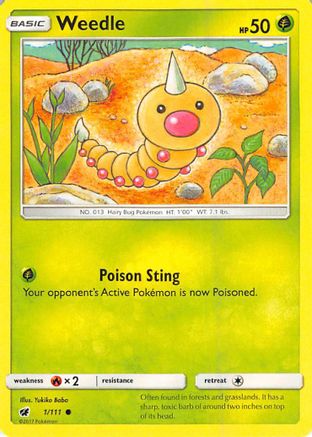 Image of Weedle 001/111  SM  Crimson Invasion - Common