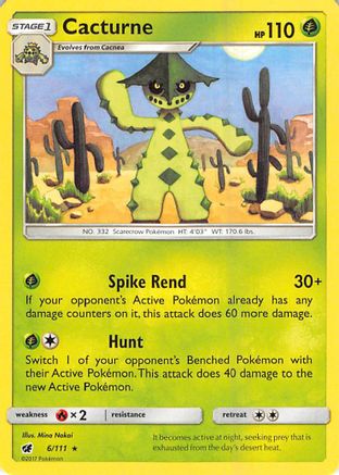 Image of Cacturne 006/111  - Reverse Holofoil SM  Crimson Invasion - Rare
