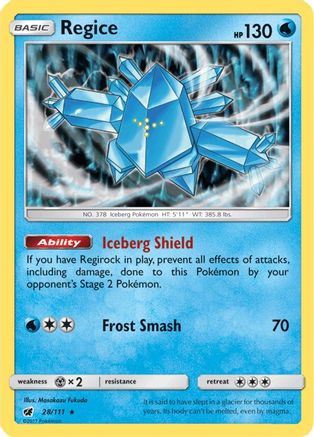 Image of Regice 028/111  - Reverse Holofoil SM  Crimson Invasion - Holo Rare