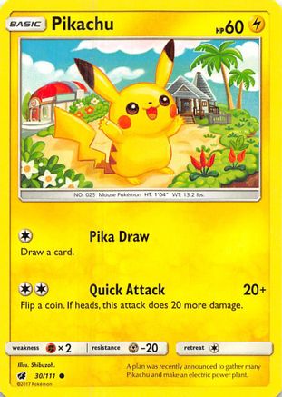 Image of Pikachu 030/111  SM  Crimson Invasion - Common