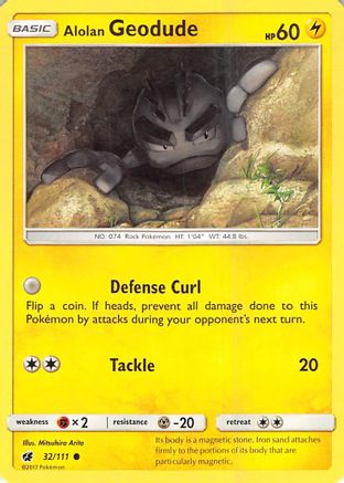 Image of Alolan Geodude 032/111  - Reverse Holofoil SM  Crimson Invasion - Common