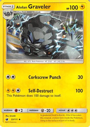 Image of Alolan Graveler 033/111  - Reverse Holofoil SM  Crimson Invasion - Uncommon