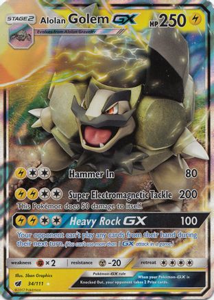 Image of Alolan Golem GX 034/111  - Holofoil SM  Crimson Invasion - Ultra Rare