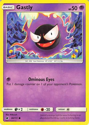 Image of Gastly 036/111  - Reverse Holofoil SM  Crimson Invasion - Common
