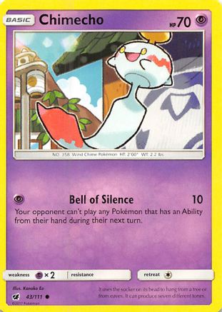 Image of Chimecho 043/111  - Reverse Holofoil SM  Crimson Invasion - Common