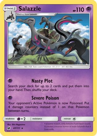 Image of Salazzle 047/111  - Holofoil SM  Crimson Invasion - Holo Rare
