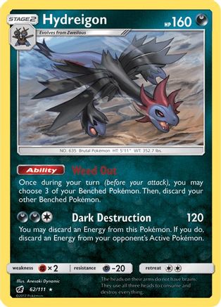 Image of Hydreigon 062/111  - Reverse Holofoil SM  Crimson Invasion - Rare
