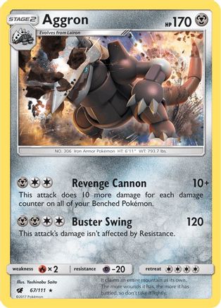 Image of Aggron 067/111  - Holofoil SM  Crimson Invasion - Holo Rare