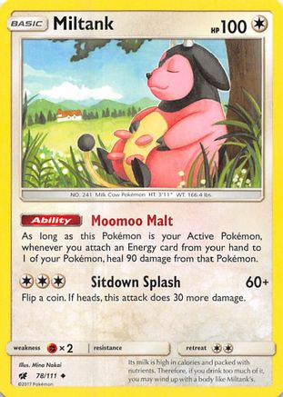 Image of Miltank 078/111  - Reverse Holofoil SM  Crimson Invasion - Uncommon