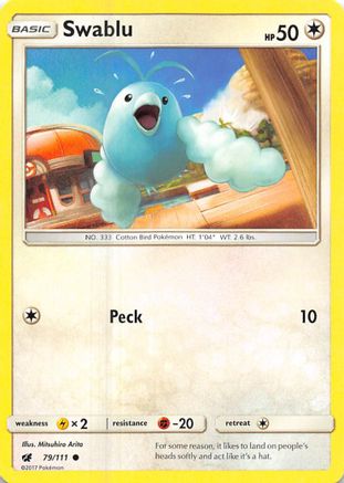 Image of Swablu 079/111  - Reverse Holofoil SM  Crimson Invasion - Common