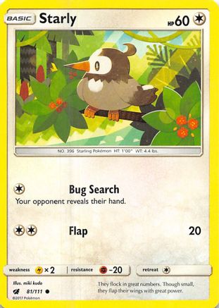 Image of Starly 081/111  - Reverse Holofoil SM  Crimson Invasion - Common