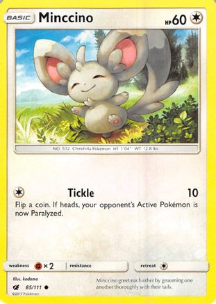 Image of Minccino 085/111  - Reverse Holofoil SM  Crimson Invasion - Common