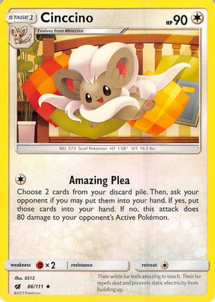 Image of Cinccino 086/111  SM  Crimson Invasion - Uncommon