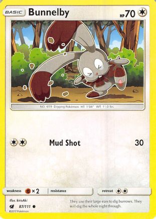 Image of Bunnelby 087  - Reverse Holofoil SM  Crimson Invasion - Common