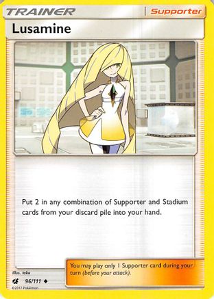 Image of Lusamine 096/111  - Reverse Holofoil SM  Crimson Invasion - Uncommon