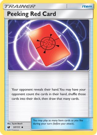 Image of Peeking Red Card 097/111  SM  Crimson Invasion - Uncommon