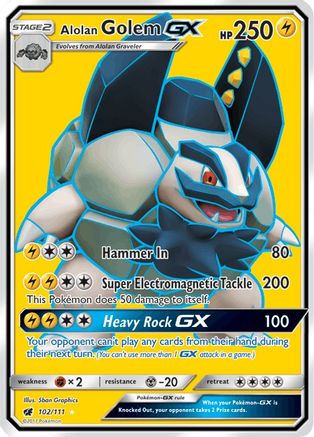 Image of Alolan Golem GX (Full Art) 102/111  - Holofoil SM  Crimson Invasion - Ultra Rare