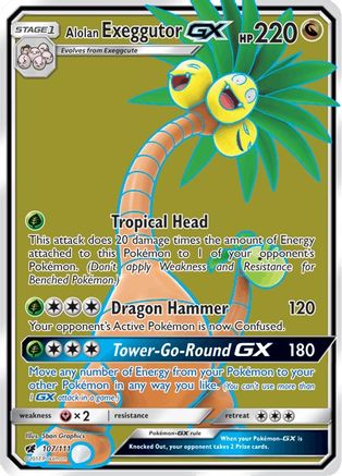 Image of Alolan Exeggutor GX (Full Art) 107/111  - Holofoil SM  Crimson Invasion - Ultra Rare